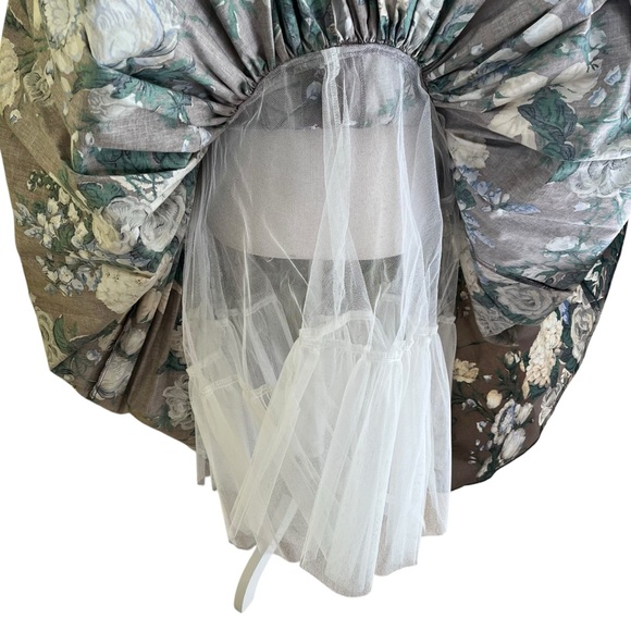 Rhonda Harness Foxy Lady Vintage Taupe/White Floral Cotton Halter Dress 8 - Picture 14 of 17